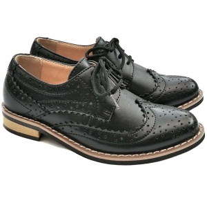 Boys Black Matt Brogue Derby Pointed Shoes